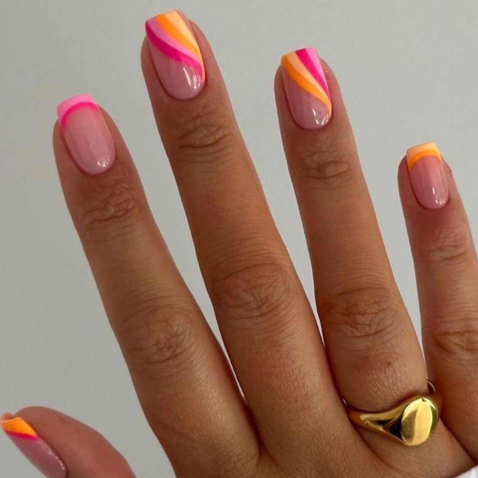 Pink orange nails