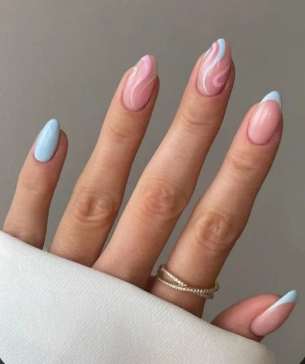 Blue and pink swirls