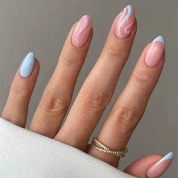 Blue and pink swirls