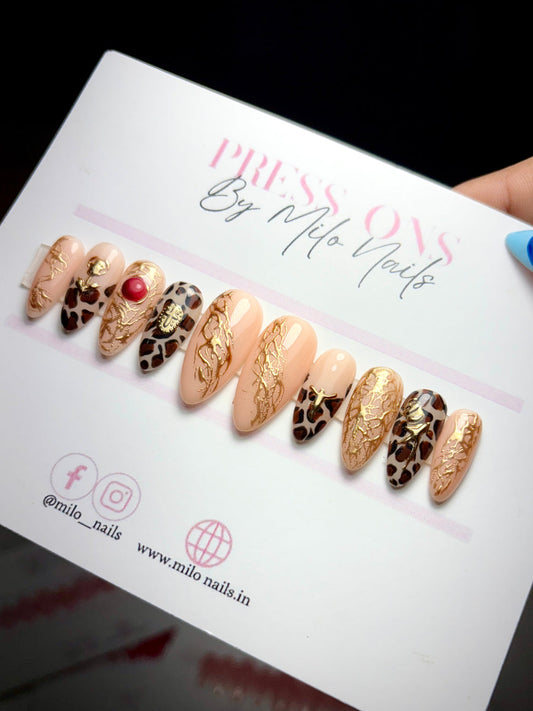 Brown cheetah print greek nails