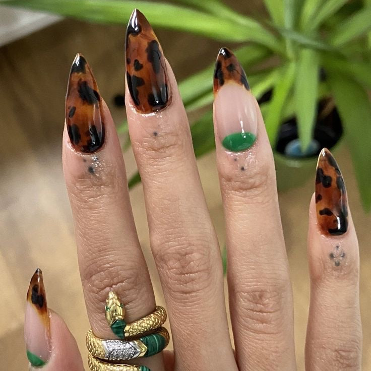 Cheetah print with french nails