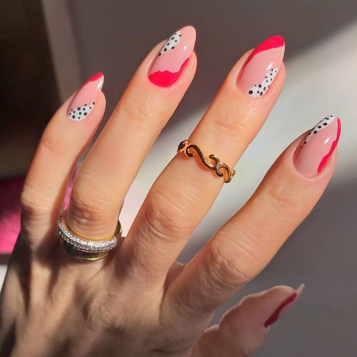 Pink polka dot nails