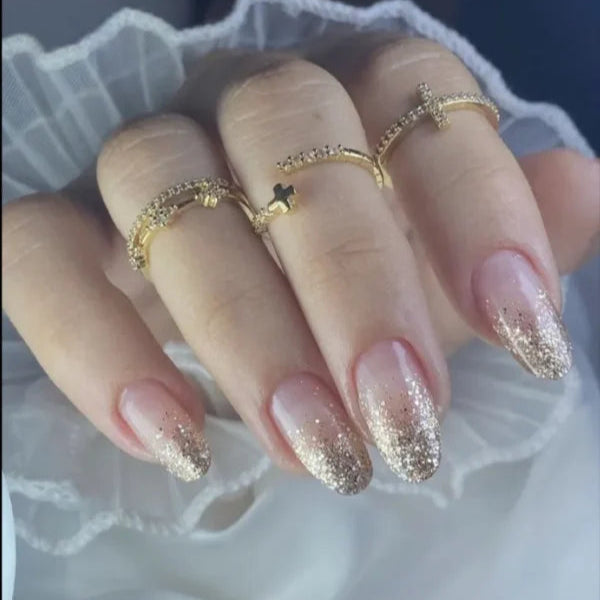 Golden glitter tips