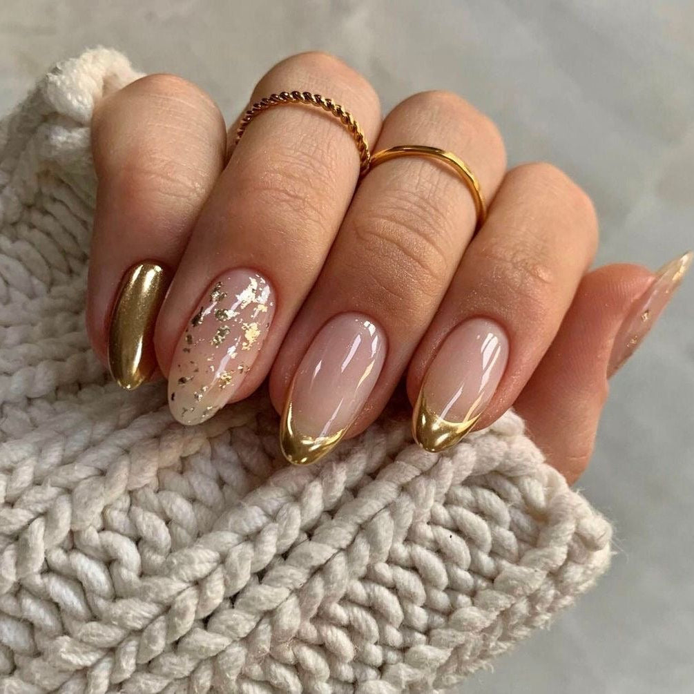 Golden metallic tips with foil