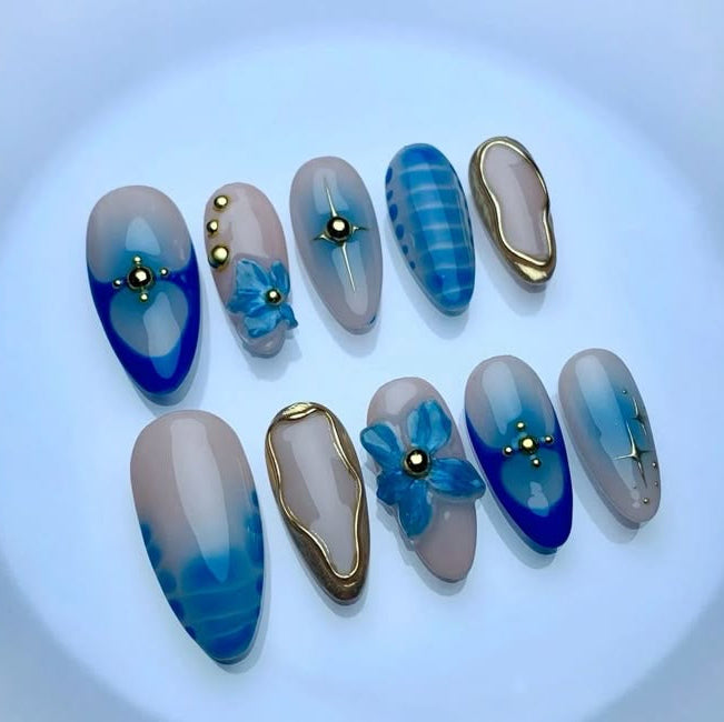 Blue golden 3-d set