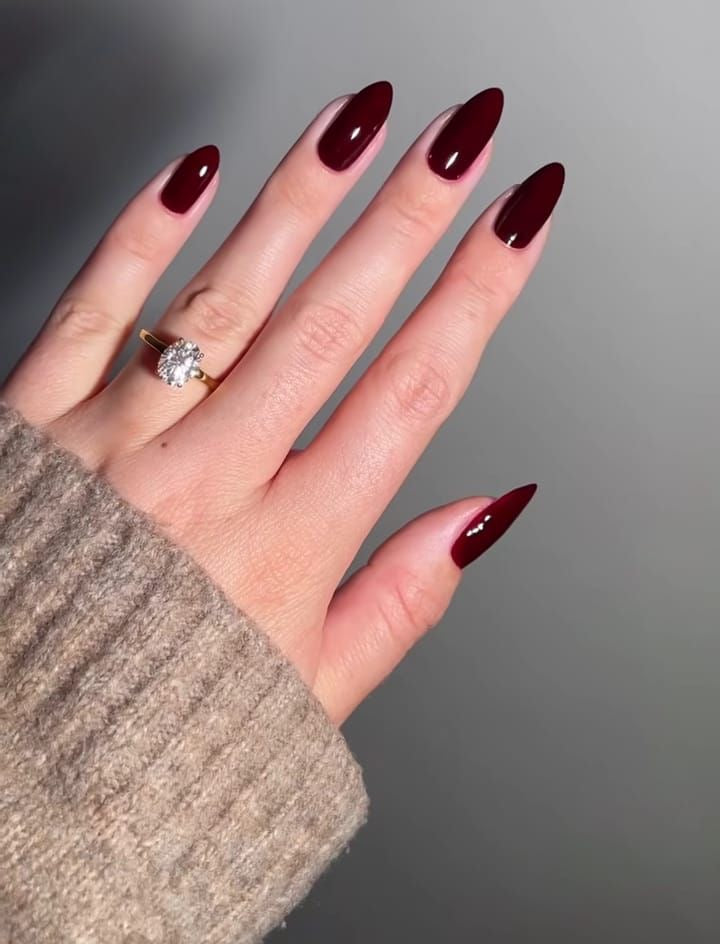 Maroon solid nails