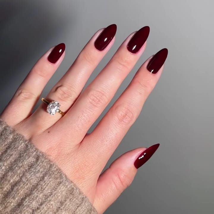 Maroon solid nails