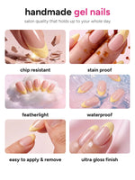 Handmade gel nails - chip resistant, stain proof, featherlight, waterproof