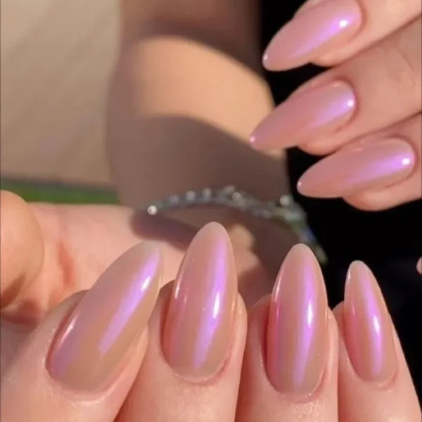 Nude chrome nails