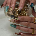 Olive green cross ombre nails