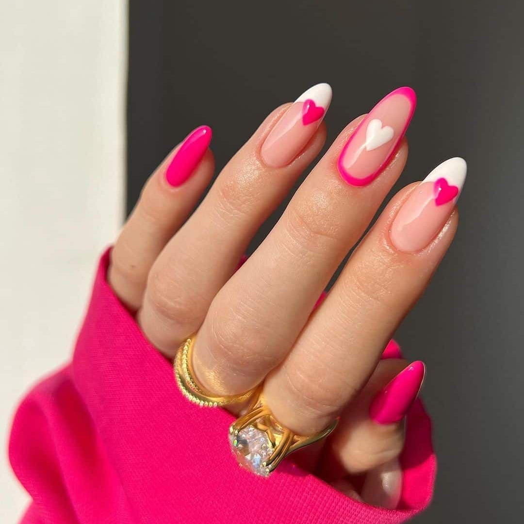 Pink+ white hearts