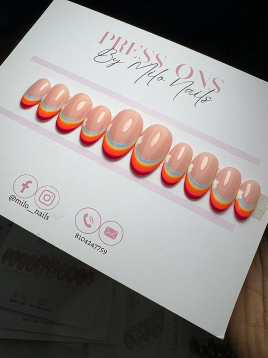 Rainbow and flower nails