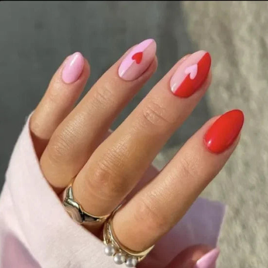 Red heart nails
