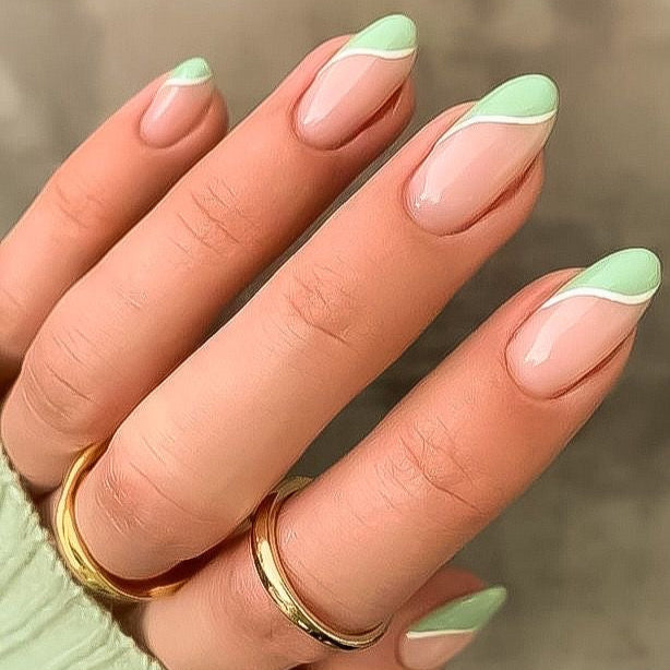 Sage green swirl tips