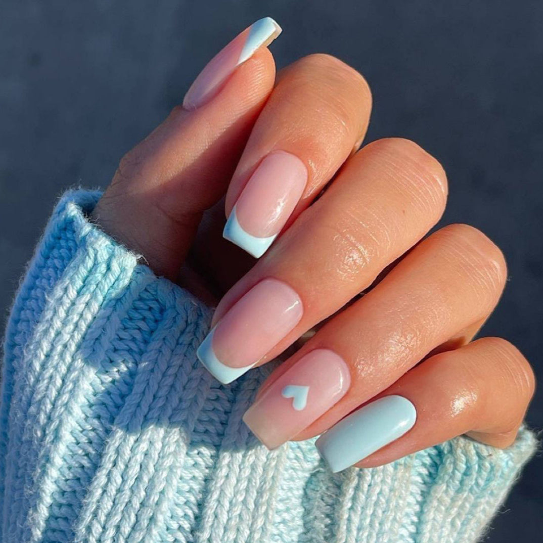 Sea blue tips with a heart