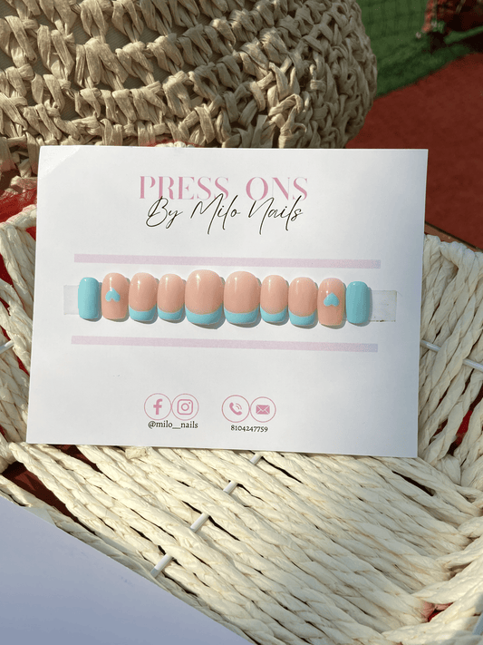 Sea blue tips with a heart