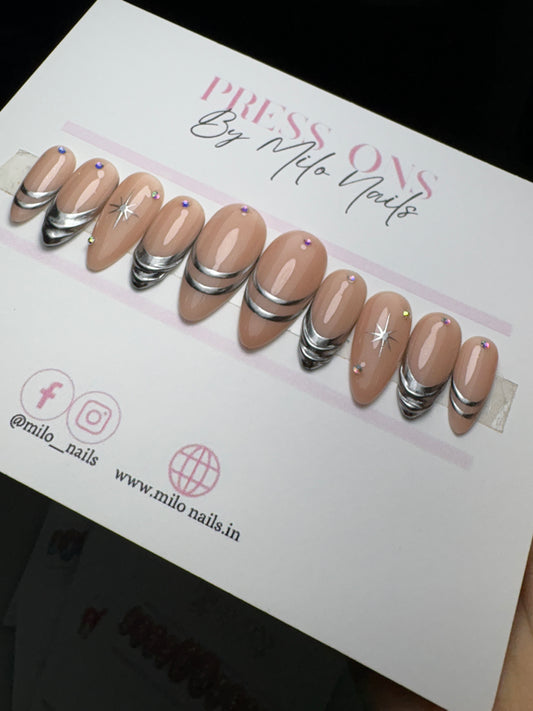 Silver star metallic nails