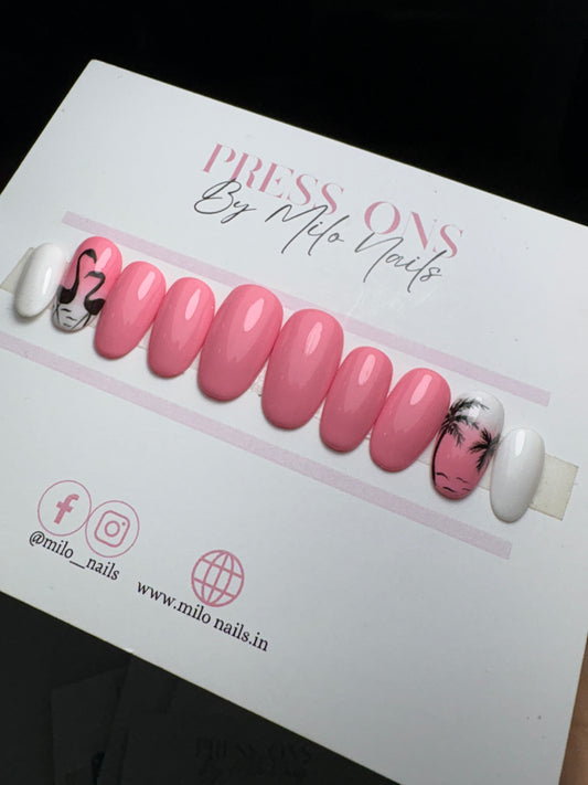 Swan and coconut tree nails