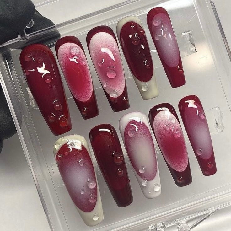 Maroon drop nails