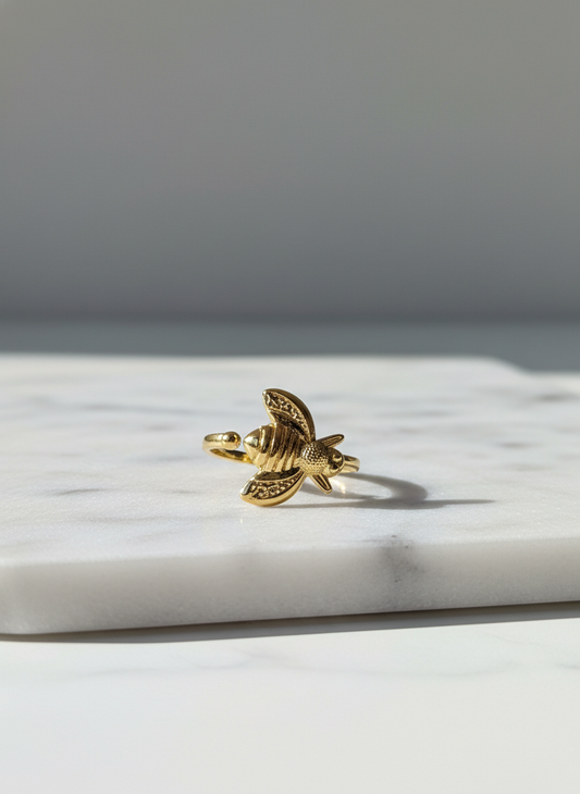 Golden Bee Statement Ring + 18k Gold plated