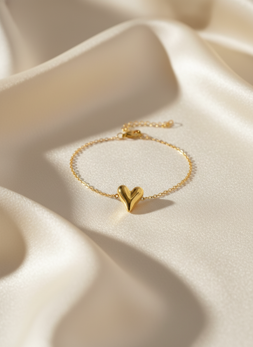 Elegant Heart Bracelet – 18K Gold-Plated Luxury Design