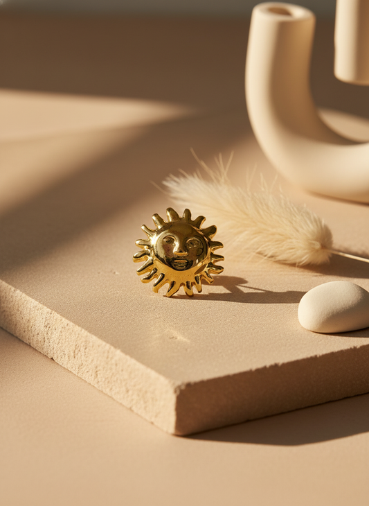 Golden Sun Adjustable Ring – 18K Gold-Plated Feminine Charm