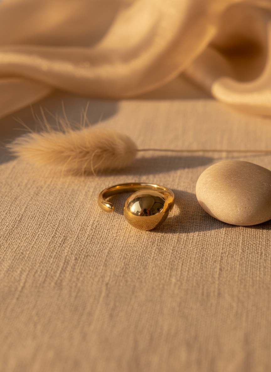 Golden chunky- Adjustable Ring – 18K Gold-Plated Feminine Charm