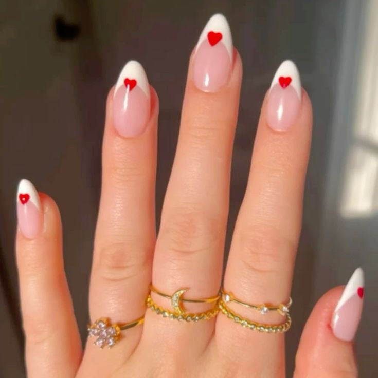White french with red hearts