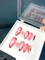 Pink 3-d art nails