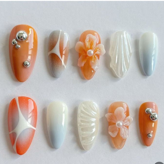 Y2K orange nails