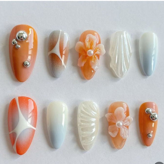 Y2K orange nails