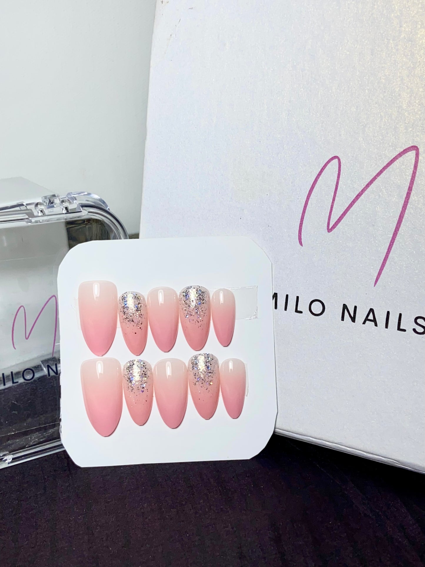 Pink ombre with glitter (24pcs)