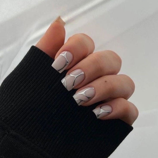 Silver metallic swirls