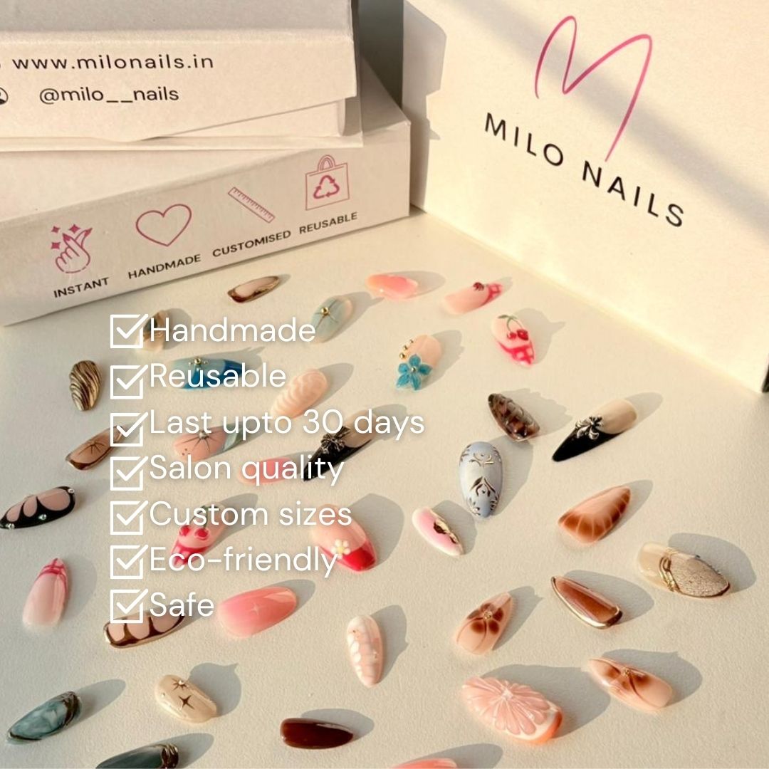 Rose butterfly stone nails (24pcs)