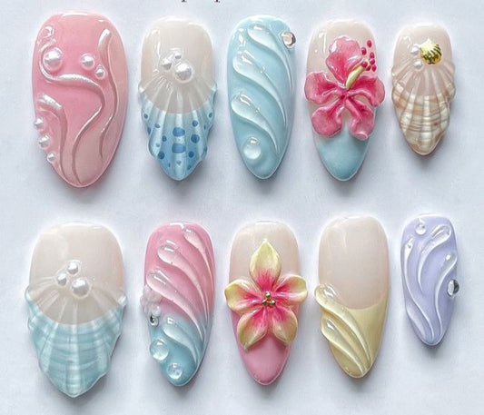 summer 3D flower nails