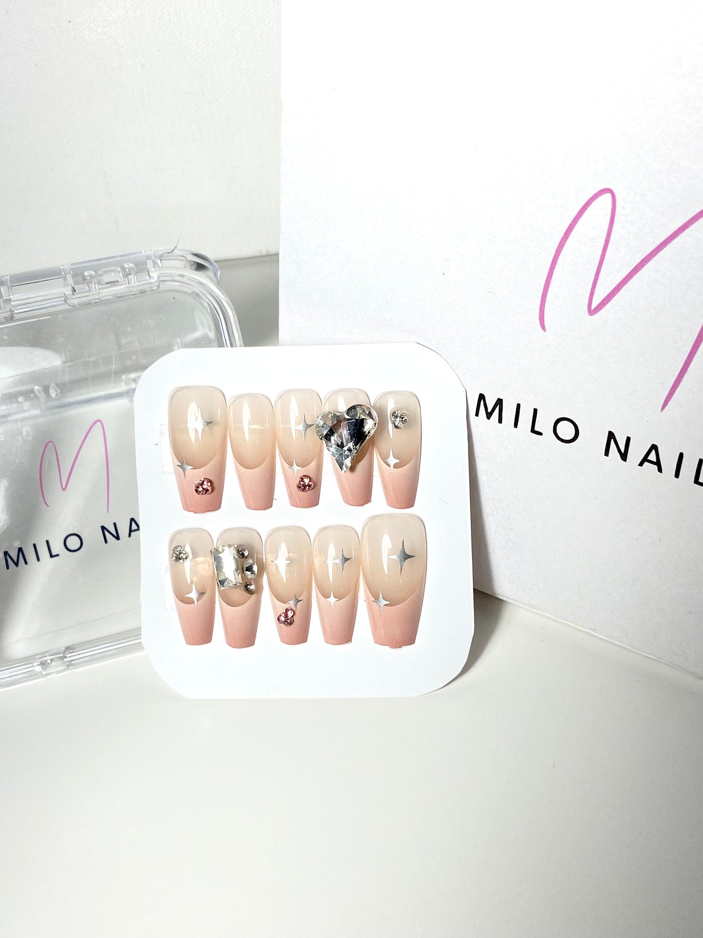 French pink ombre nails (24pcs)