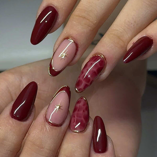 Maroon - chrome nails