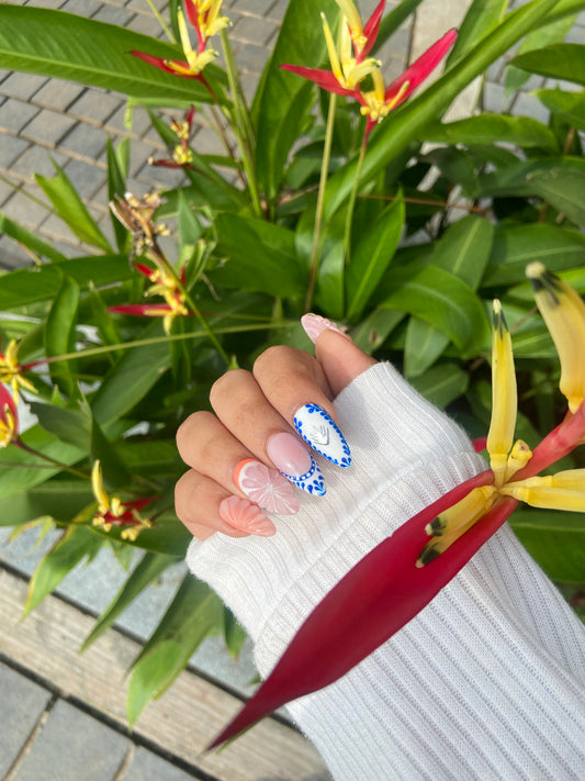 Orange 3-d nails