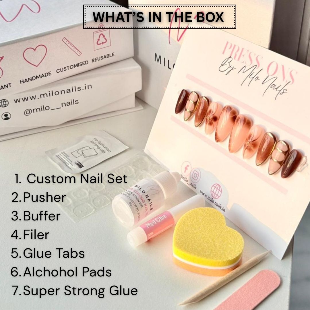 Rose butterfly stone nails (24pcs)