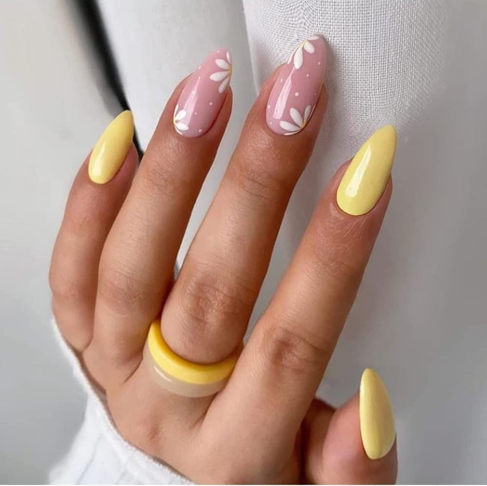 yellow flower nails