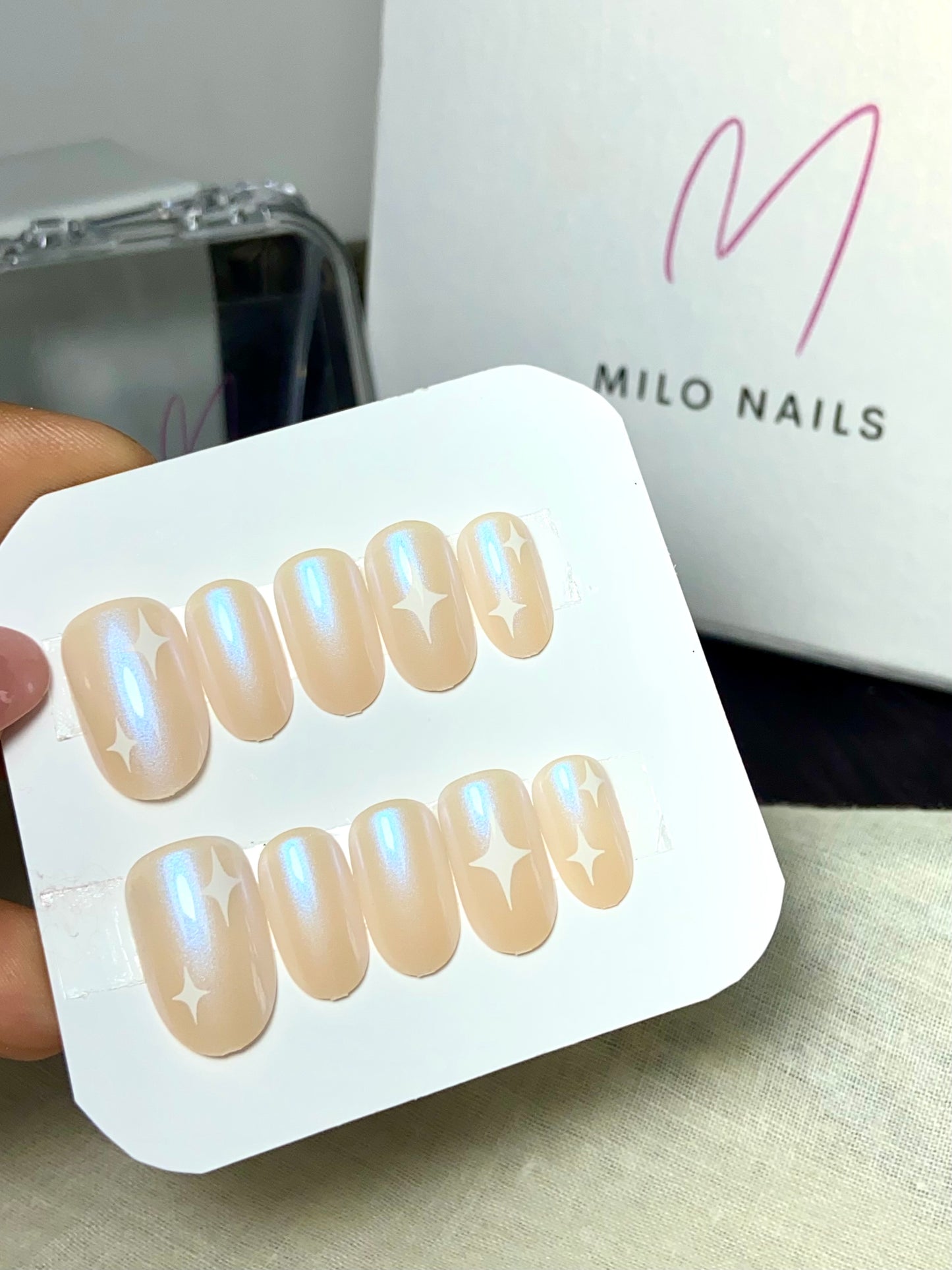 Chrome nails with stars (24pcs)