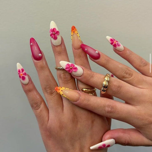 Summer pink-white nails