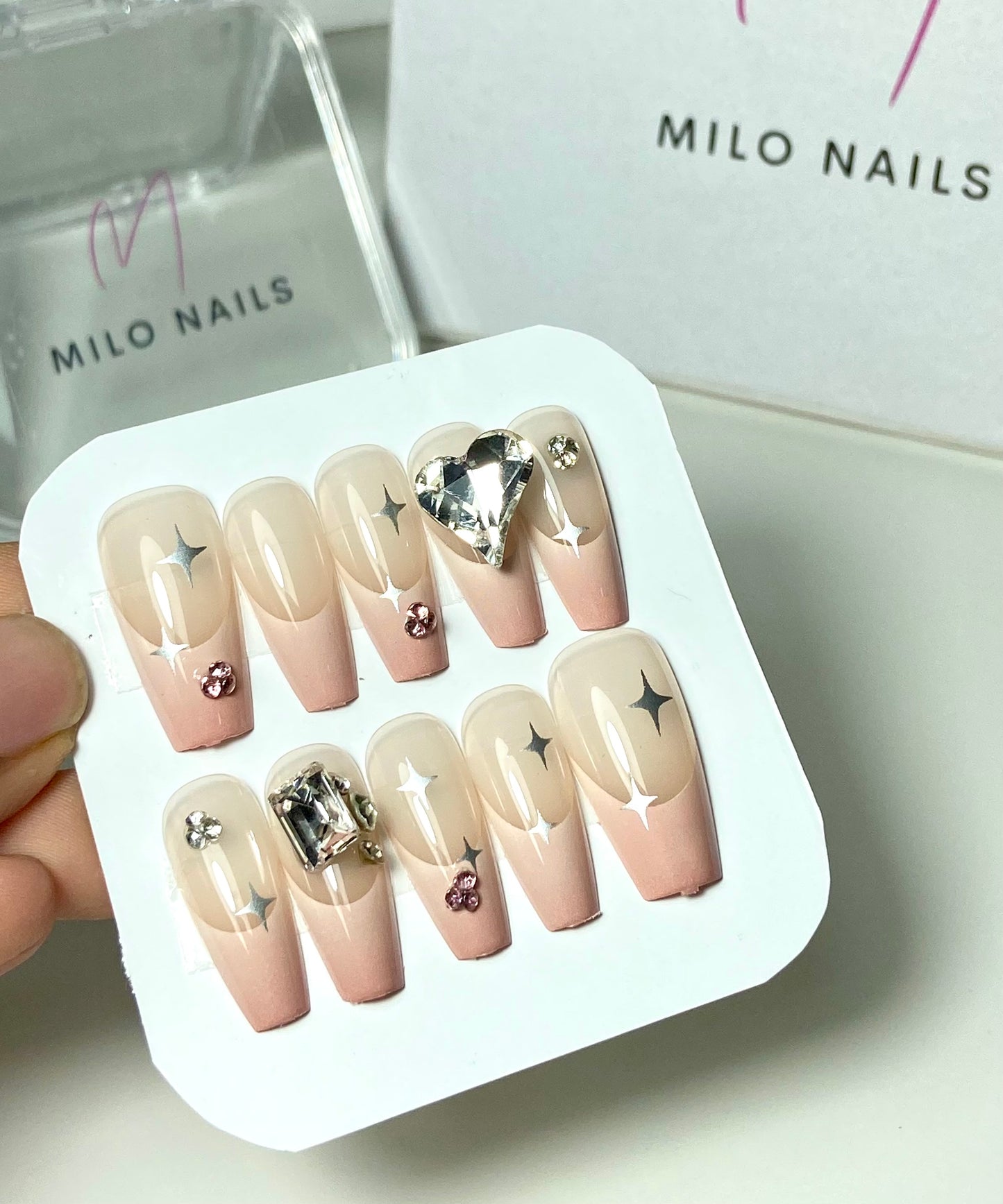 French pink ombre nails (24pcs)