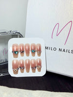 Aura nails with rhinestone (24 pc)