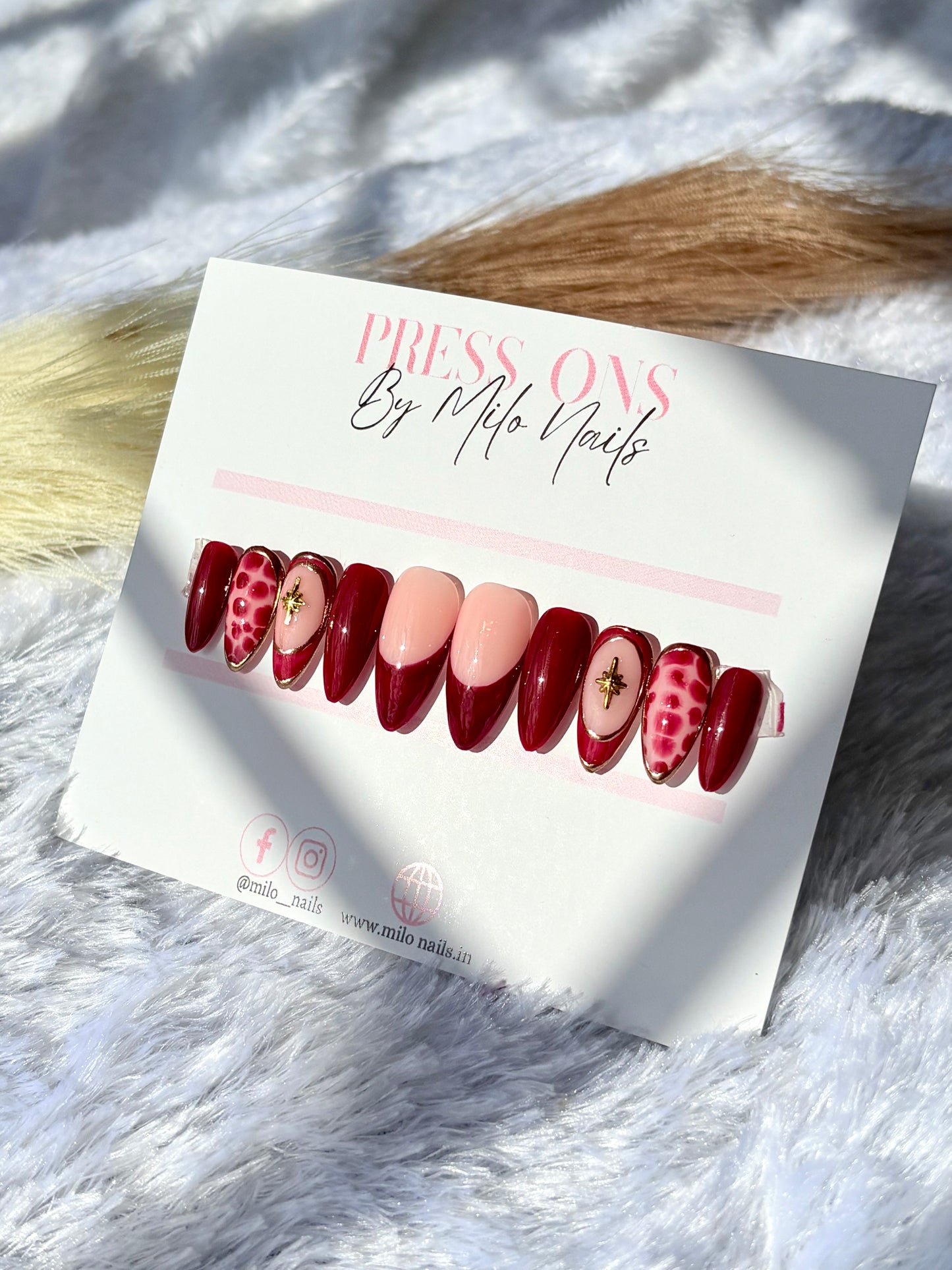 Maroon  chrome nails