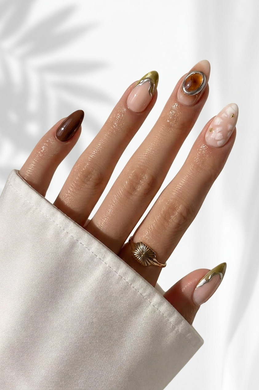earthy tones - Handmade Press Ons