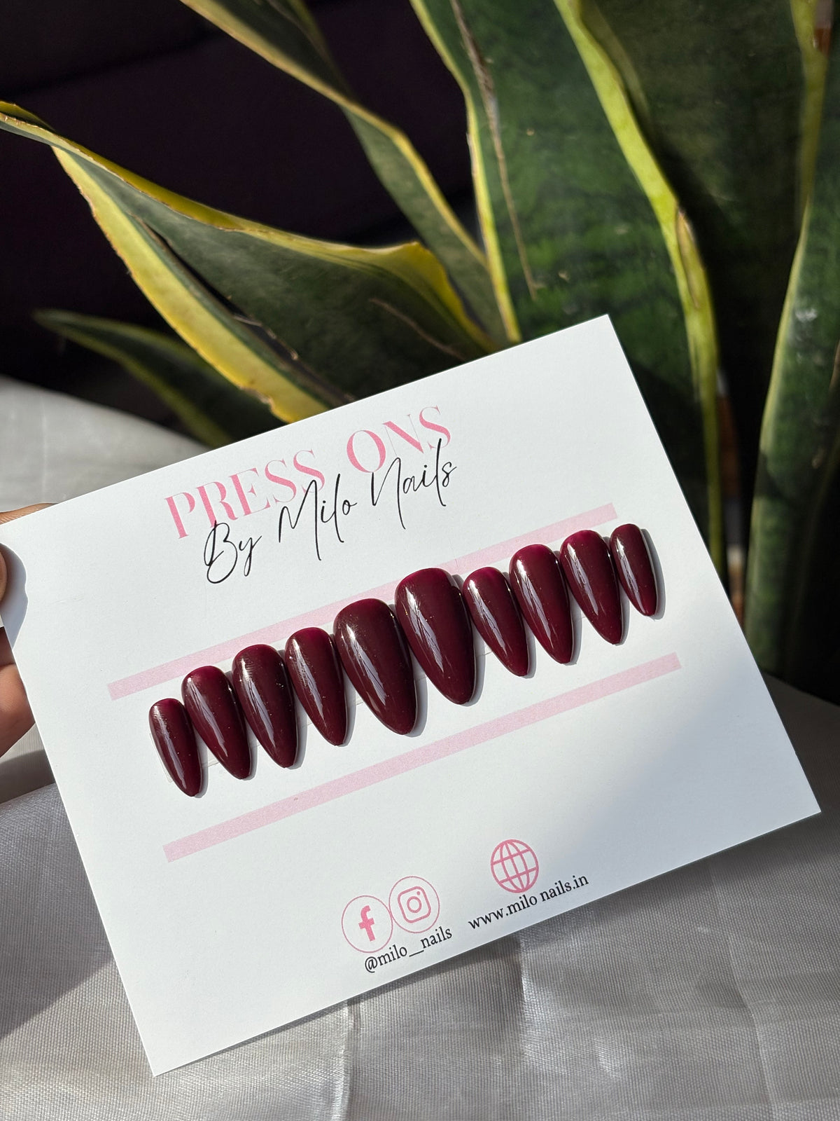 Maroon solid nails
