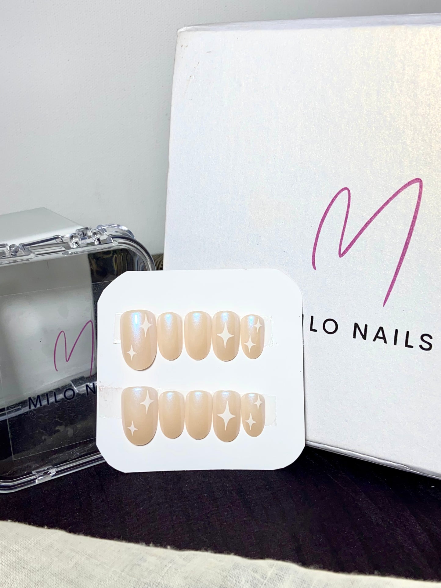 Chrome nails with stars (24pcs)