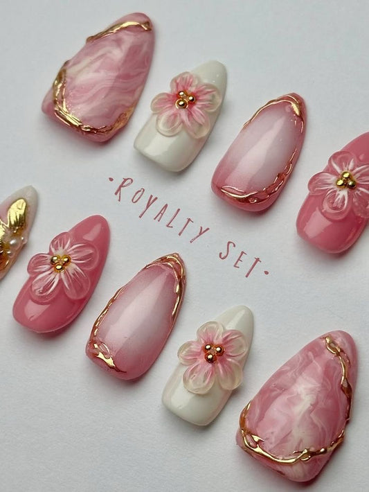 Pink 3-d art nails