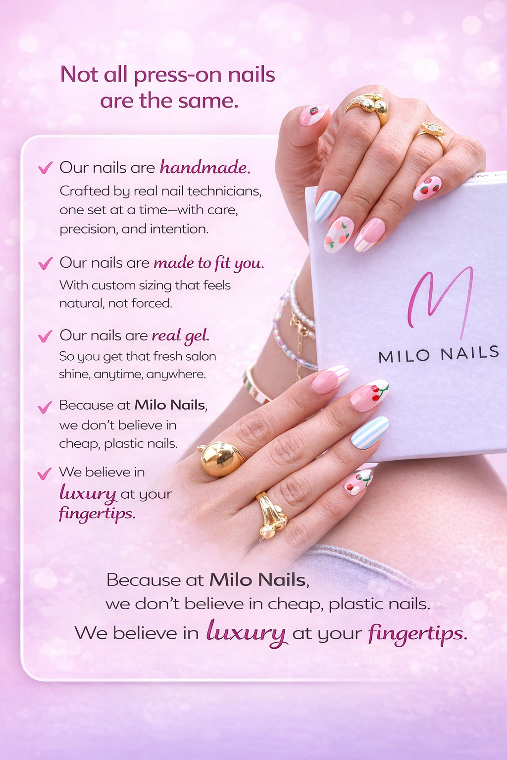 Pink chrome summer nails